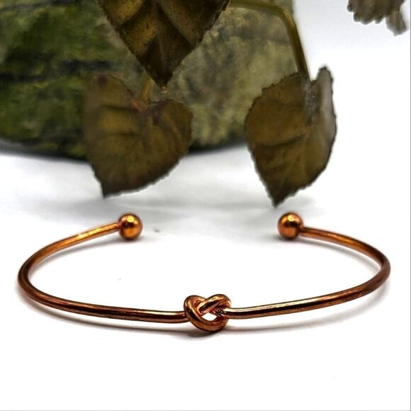 "5/$25" Minimalist Knotted Copper Cuff Bracelet - Picture 1 of 8